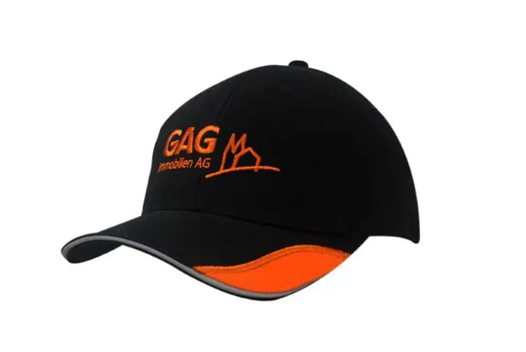 Picture of Brushed Heavy Cotton Cap with Reflective Sandwich, Peak Insert & Embroidered Line